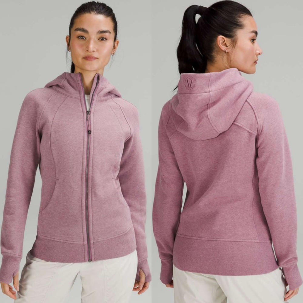 Lululemon Scuba Full-Zip Hoodie in Heathered Velvet Dust - Size 8